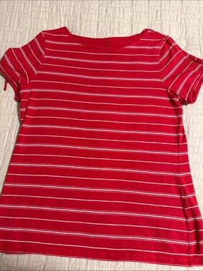 Talbots Red and White Striped Short-Sleeve Tee